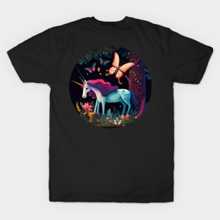 The Unicorn & Butterfly Fantasy Art T-Shirt